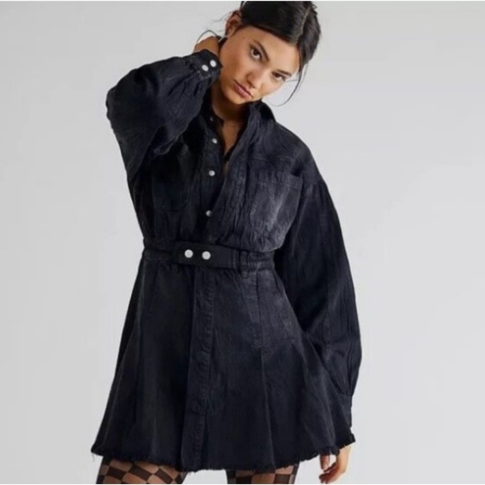 NWOT Free People Chain Of Command Denim Mini Dress - Size Small